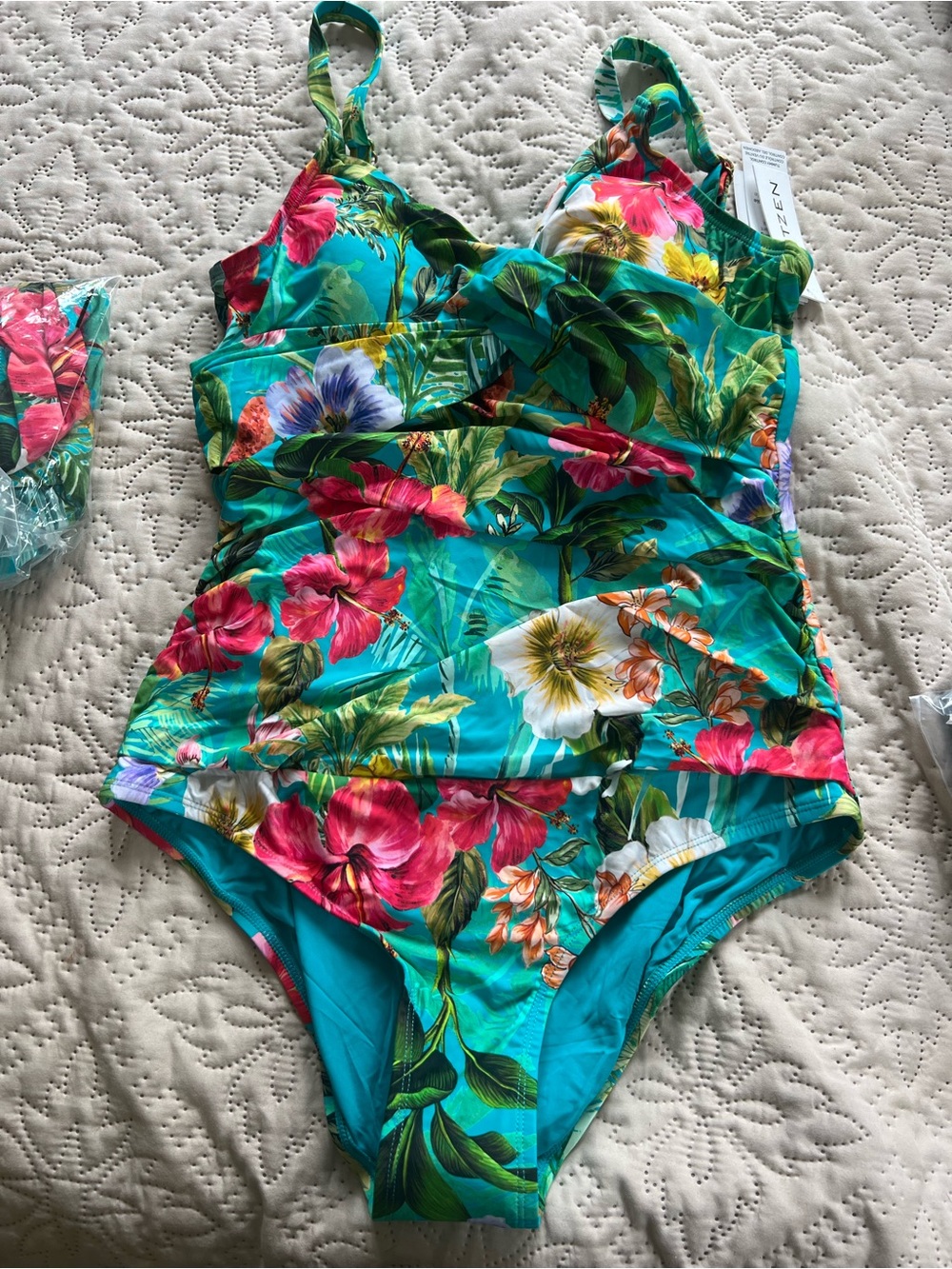Jantzen Turquoise Tropical Floral One-Piece Swimsuit